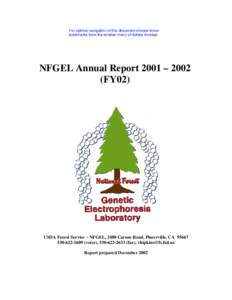 For optimal navigation of this document choose show bookmarks from the window menu of Adobe Acrobat NFGEL Annual Report 2001 – 2002 (FY02)