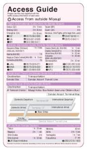 Access Guide Please use this map together with the traﬃc access information of each area. ◎ Access from outside Miyagi Flight (International routes from/to Sendai Airport)