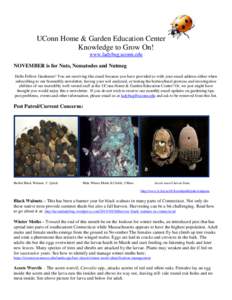UConn Home & Garden Education Center Knowledge to Grow On! www.ladybug.uconn.edu NOVEMBER is for Nuts, Nematodes and Nutmeg Hello Fellow Gardeners! You are receiving this email because you have provided us with your emai