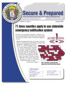 Iowa Homeland Security & Emergency Management Volume 11, Issue 1 January[removed]Iowa counties apply to use statewide