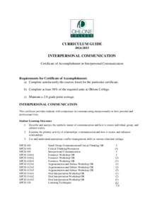 Interpersonal Communication Certificate of Accomplishment[removed]Curriculum Guide - Ohlone College