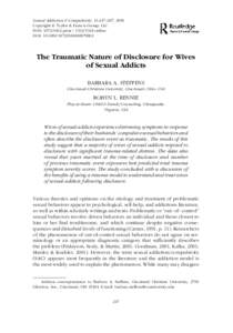 Traumatology / Anxiety disorders / Stress / Casual sex / Abnormal psychology / Sexual addiction / Posttraumatic stress disorder / Infidelity / Psychological trauma / Medicine / Psychiatry / Health