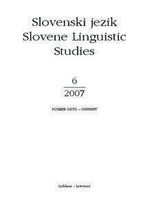 Slovenski jezik Slovene Linguistic Studies