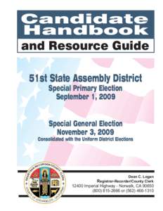 Candidate Handbook and Resource Guide 51st State Assembly District Special Primary Election September 1, 2009