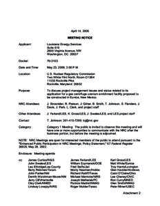 Attachment 2 - Meeting Notice:  May 23, 2006 LES Quarterly Management Meeting.