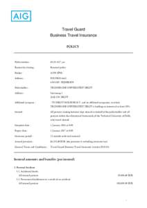 Travel Guard Business Travel Insurance POLICY Policynumber :
