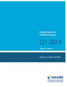 United Church of Canada Treasury Q1 2014 January 1- March 31
