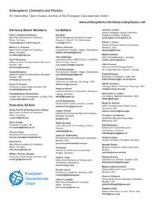 Atmospheric Chemistry and Physics An Interactive Open Access Journal of the European Geosciences Union www.atmospheric-chemistry-and-physics.net