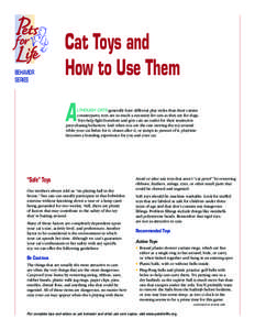 BEHAVIOR SERIES Cat Toys and How to Use Them