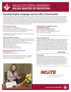 Teaching English Language Learners (ELL) Concentration The Master of Education in Teaching English Language Learners (ELL) is intended for teachers at either primary or secondary levels wishing to pursue a masters degree