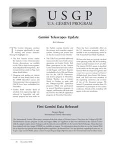 USGP  U.S. GEMINI PROGRAM Gemini Telescopes Update Bob Schommer