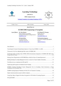 Learning Technology Newsletter, Vol. 7, Issue 1, January[removed]Learning Technology publication of  IEEE Computer Society