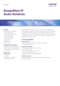 Datasheet  DesignWare IP Audio Solutions  Portfolio