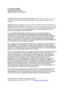 L’action en 2010 Par Gontran LEFEBVRE Délégué UMP de Circonscription La tradition veut qu’au terme du mois de décembre une brève analyse soit dressée ; ceci est vrai pour la famille, le travail, mais aussi en p