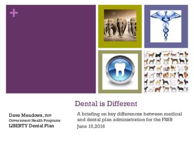 +  Dental is Different Dave Meadows, SVP Government Health Programs
