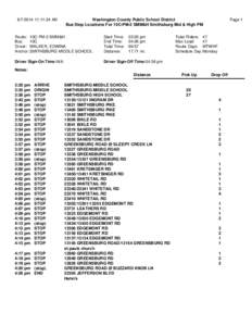 [removed]:11:24 AM  Page 1 Washington County Public School District Bus Stop Locations For 10C-PM-2 SMM&H Smithsburg Mid & High PM