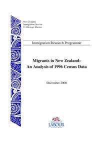 New Zealand Immigration Service Te Ratonga Manene Immigration Research Programme