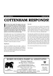 ISSUE NUMBER 63  JUNE/JULY 2001 COTTENHAM RESPONDS! t has been a busy month. The response to the cover