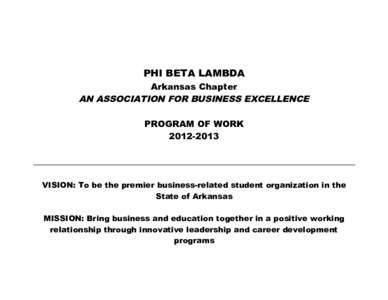 PHI BETA LAMBDA Arkansas Chapter AN ASSOCIATION FOR BUSINESS EXCELLENCE PROGRAM OF WORK[removed]_________________________________________________________________________