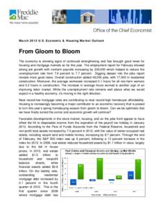 March 2013 U.S. Economic & Housing Market Outlook