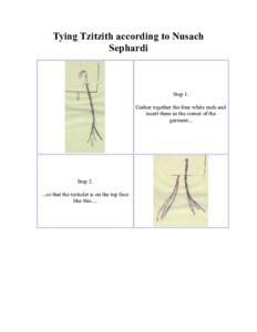 Tying Tzitzith according to Nusach Sephardi Step 1. Gather together the four white ends and insert them in the corner of the