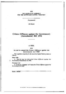 1992 THE LEGISLATIVE ASSEMBLY FOR THE AUSTRALIAN CAPITAL TERRITORY (As presented) (Mr Moore)