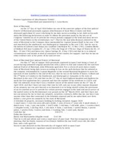 Southern Campaign American Revolution Pension Statements Pension Application of John Branson: S34662 Transcribed and annotated by C. Leon Harris State of Maryland on the 21 st day of April 1818 before me one of the assoc