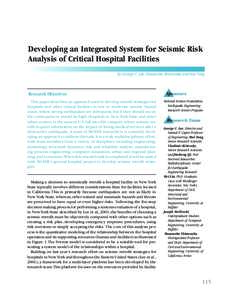 Developing an Integrated System for Seismic Risk of Critical Hospital Facilities[removed])