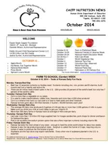 CACFP NUTRITION NEWS Kansas State Department of Education 900 SW Jackson, Suite 251 Topeka, KS[removed][removed]