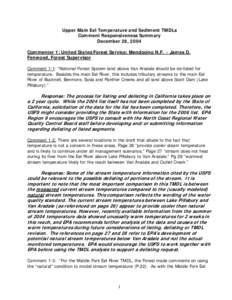 Water pollution / Total maximum daily load / Eel River / United States Environmental Protection Agency / Rice Fork / Lake Pillsbury / Geography of California / Mendocino National Forest / Hydrology