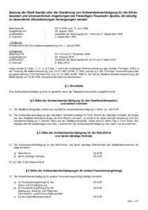 Satzung der Stadt Apolda über die Gewährung von Aufwandsentschädigung für die Ehrenbeamten und ehrenamtlichen Feuerwehrangehör