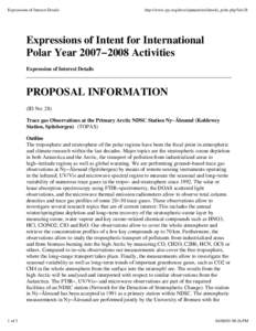 Expressions of Interest Details  http://www.ipy.org/development/eoi/details_print.php?id=28 Expressions of Intent for International Polar Year 2007−2008 Activities