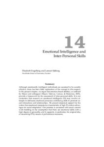14  Emotional Intelligence and Inter-Personal Skills  Elisabeth Engelberg and Lennart Sjöberg