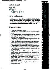 LESSON 3  WHY MEN FAIL Note to Leaders It is important to follow the Leader’s Guide while leading the