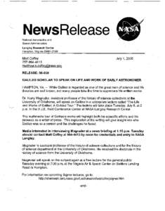 NewsRelease National Aeronautics and Space Administration Langley Research Center Hampton, Virginia[removed]