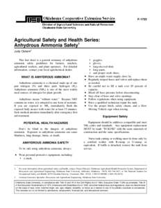 F[removed]Agricultural Safety and Health Series: Anhydrous Ammonia Safety1 Judy Oskam2 This fact sheet is a general summary of anhydrous