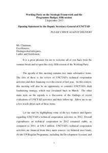 Opening Statement by the Deputy Secretary-General of UNCTAD-  Working Party 2 September 2013