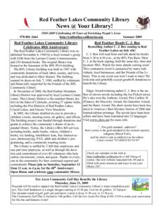 Red Feather Lakes Community Library  News @ Your Library! [removed][removed]Celebrating 40 Years of Enriching People’s Lives