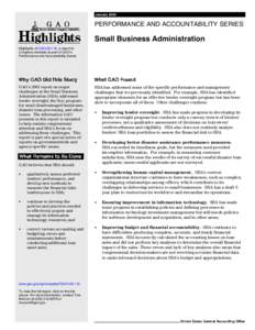 GAO[removed]MAJOR MANAGEMENT CHALLENGES AND PROGRAM RISKS: Small Business Administration