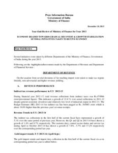 Press Information Bureau Government of India Ministry of Finance December 18, 2013  Year-End-Review of Ministry of Finance for Year 2013