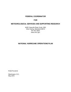 FEDERAL COORDINATOR FOR METEOROLOGICAL SERVICES AND SUPPORTING RESEARCH 8455 Colesville Road, Suite 1500 Silver Spring, Maryland[removed]2002