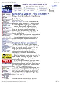 ABCNEWS.com : Study: Sleep Helps Memory:50 | GO Sports | GO ABOUT GO NETWORK | SIGN IN | FREE E-MAIL