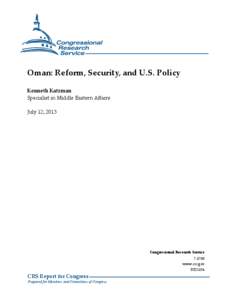 Oman: Reform, Security, and U.S. Policy