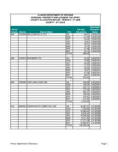 ILLINOIS DEPARTMENT OF REVENUE PERSONAL PROPERTY REPLACEMENT TAX (PPRT) COUNTY ALLOCATION MAILER - PERIOD 8 - FY 2008 COUNTY[removed]OGLE  Home