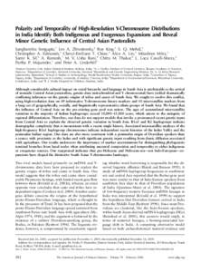 Polarity and Temporality of High-Resolution Y-Chromosome Distributions in India Identify Both Indigenous and Exogenous Expansions and Reveal Minor Genetic Influence of Central Asian Pastoralists