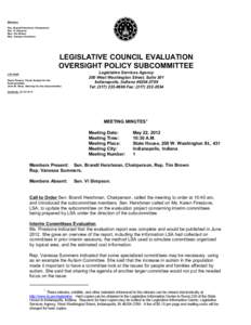 MN[removed]Legislative Council Evaluation Oversight Policy Subcomm