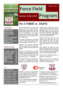 Volume 2, Issue 1  Force Field Program  Saturday, 1st March 2014