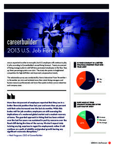 U.S. Job Forecast 2013 is expected to usher in more jobs, but U.S. employers will continue to play it safe, according to CareerBuilder’s annual hiring forecast. Twenty-six percent of hiring managers plan to add full-ti
