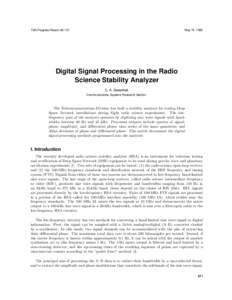 TDA Progress Report[removed]May 15, 1995 Digital Signal Processing in the Radio Science Stability Analyzer