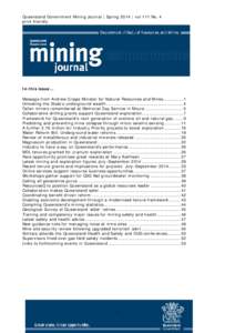 Queensland Government Mining Journal Spring 2014, vol 111 No. 4